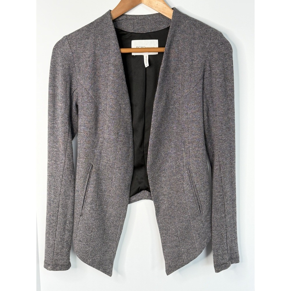 BCBG Generation Women's XS Gray Open Front Blazer Career Office Jacket